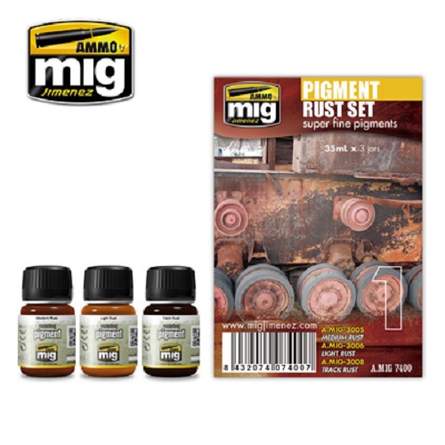 Ammo Mig A.MIG7400 Pigments Rust Enamel Weathering Set